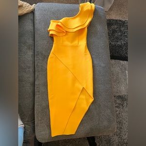 Bandage Midi Dress - Mustard